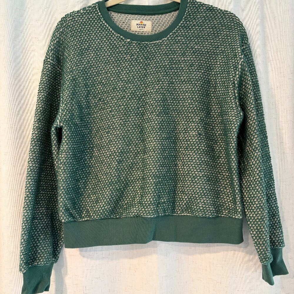 Marine Layer Textured Teal Crew Neck Sweater